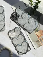 قاب قلبی اکلیلی پاپیونی نگین برجسته (کدC1823) - تصویر 2